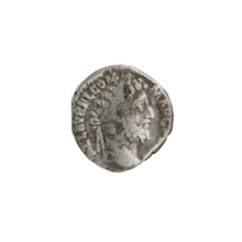 Denarius of Commodus (reigned 177–192). Obverse: Head of Commodus in laurel wreath facing right,