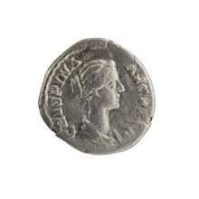 Denarius, Crispina (164–192?; Roman empress 178–192) and Commodus (161–192; Roman emperor 177–192)