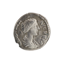Denarius; obverse: bust of Crispina in drapery facing right, inscription 'CRIS[PIN]A AVGUSTA' (CRIS