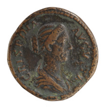 Sestertius (coin) of Crispina (164–192?, Roman empress 178–192) issued under Commodus (161–192,