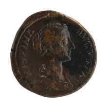 Sestertius, Crispina (164–192?, Roman empress 178–191) and Commodus (161–192, Roman emperor