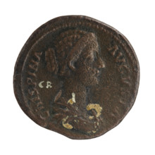 Sestertius, Crispina (164–192?; Roman empress 178–191) and Commodus (161–192; Roman emperor