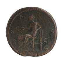 Sestertius of Commodus and Crispina (circa 178–183). Obverse: Bust of Crispina draped, right,