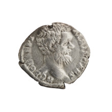 Denarius, ca. 194–195 CE. Obverse: Head of Clodius Albinus uncovered to the right, inscription D