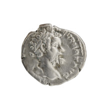 Denarius of Septimius Severus (146–211; Roman emperor 193–211). Obverse: Head of Septimius Severus