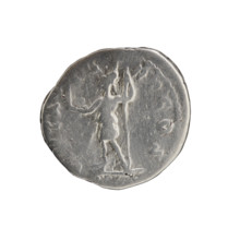 Denarius of Septimius Severus (146–211; Roman emperor 193–211). Obverse: Head of Septimius Severus