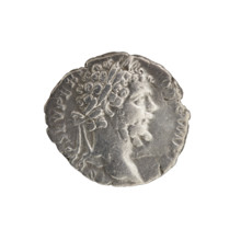 Denarius; obverse: head of Septimius Severus with laurel wreath facing right, inscription 'SEPT SEV