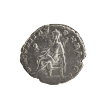 Denarius; obverse: head of Septimius Severus with laurel wreath facing right, inscription 'SEPT SEV