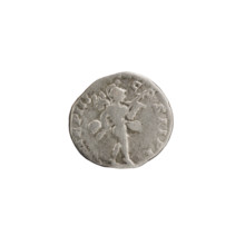 Denarius; obverse: Head of Septimius Severus in a laurel wreath facing right, inscribed L S, T SEV