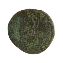 Sestertius of Septimius Severus (Roman emperor, 146–211). Obverse: head of Septimius Severus in a