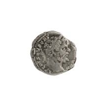 Denarius, Roman Empire (197–198 CE). Obverse: head of Septimius Severus with laurel wreath facing