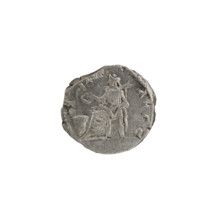 Denarius; obverse: head of Septimius Severus with laurel wreath facing right, pearl rim,