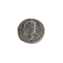 Denarius depicting Victoria; obverse: head of Septimius Severus in a laurel wreath facing right,