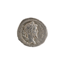 Denarius of Septimius Severus (Roman Emperor, 146–211). Obverse: Head of Septimius Severus with