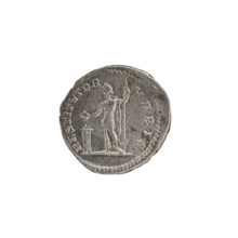 Denarius, Septimius Severus (Roman Emperor; 146–211) — iconography: tripods; emperor standing in