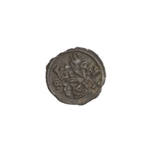 Crown denarius of Sigismund I the Old (King of Poland, r. 1506–1548). Obverse: crown with letters S