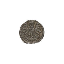 Crown denarius of Sigismund I the Old (King of Poland, reign 1506–1548). Obverse: crown with