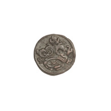 Crown denarius of Sigismund I the Old (King of Poland, r. 1506–1548). Obverse: crown with letters S