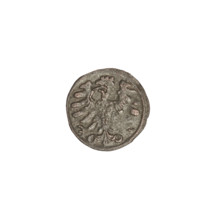 Crown denarius of Sigismund I the Old (King of Poland, reign 1506–1548). Obverse: crown with