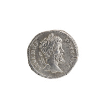 Denarius of Septimius Severus (Roman emperor, 146–211). Obverse: laureate head of Septimius Severus