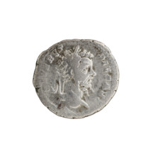 Denarius of Septimius Severus (Roman emperor, 146–211). Obverse: head of Septimius Severus in