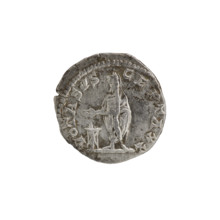 Denarius, standing emperor (iconographic), tripod (iconographic). Septimius Severus (Roman emperor;