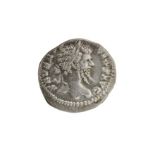 Denarius. Obv.: SEVERVS PIVS — Head of Septimius Severus in laurel wreath facing right, pearl rim.