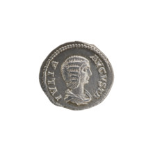 Denarius of Julia Domna (ca. 160–217; Roman empress 193–211). Obverse: IVLIA AVGVSTA — bust of