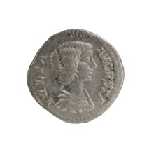 Denarius, Julia Domna (ca. 160–217; Roman empress 193–211). Obverse: IVLIA AVGVSTA — bust of Julia