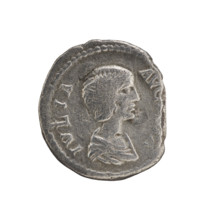 Denarius, Julia Domna (ca. 160–217; Roman empress 193–211). Obverse: IVLIA AVG, bust of Julia Domna