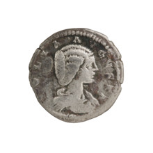 Denarius of Julia Domna (ca. 160–217; Roman Empress 193–211). Obverse: IVLIA AVGVSTA — bust of