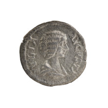 Denarius of Julia Domna (ca. 160–217; Roman empress 193–211). Obverse: IVLIA AVGVSTA — bust of