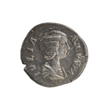 Denarius, Julia Domna (ca. 160–217; Roman empress 193–211). Obverse: IVLIA AVGVSTA — bust of Julia