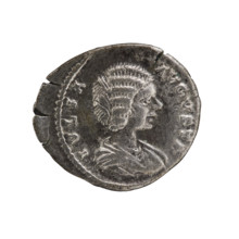 Denarius, Julia Domna (ca. 160–217; Roman Empress 193–211). Obverse: IVLIA AVGVSTA — bust of Julia