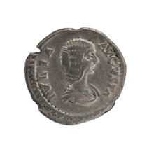 Denarius, Julia Domna (ca. 160–217; Roman empress 193–211). Obverse: IVLIA AVGVSTA — Bust of Julia