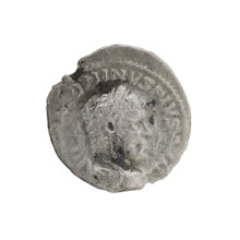 Denarius of Elagabalus (reigned 218–222 CE), Roman Empire. Obverse: Bust of Elagabalus with laurel