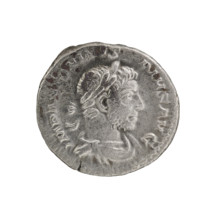 Denarius of Elagabalus (Roman emperor, 218–222). Obverse: Bust of Elagabalus facing right, wearing