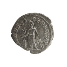 Denarius of Elagabalus (reigned 218–222). Obverse: IMP A PIVS AVG — Bust of Elagabalus with laurel