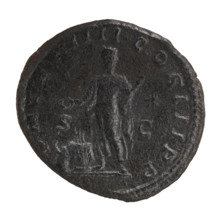Elagabalus (204–222; Roman emperor 218–222). Obverse: IMPCAESMAVRANTONINVSPIVSAVG — Bust of