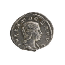 Denarius, Julia Maesa (ca. 160–224; Augusta 218–224). Obverse: Draped bust of Julia Maesa facing