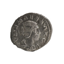 Denarius, Elagabalus (204–222; Roman emperor 218–222). Obverse: IVLIAMAESAAVG — Draped bust of