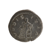 Denarius, Elagabalus (reigned 218–222). Obverse: IVLIAMAESAAVG — draped bust of Julia Maesa facing