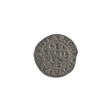 Livonian szelag; issuer: Chodkiewicz, Jan Hieronimowicz (ca. 1537–1579), administrator of Livonia;