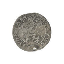 Livonian half-mark (half-fine), minted 1573. Obverse: inscription 'HALB/MARCK' with two escutcheons