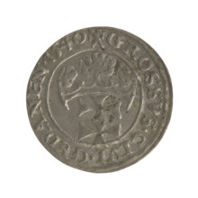 Gdansk grosz, Sigismund I the Old (King of Poland; 1506–1548). Silver coin, 1540. Obverse: Crowned