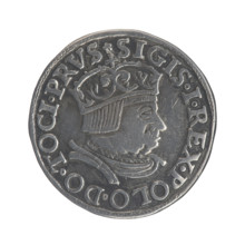 Gdansk trojak, Sigismund I the Old (King of Poland; 1506–1548). Polish coin (trojak), Gdansk, 1536.