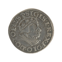 Gdansk trojak, Sigismund I the Old (King of Poland; 1506–1548). Obverse: Crowned male bust in