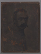 Portrait of Józef Pilsudski (1867–1935), 1924, graphic plate; height 12.8 cm, width 9.7 cm,