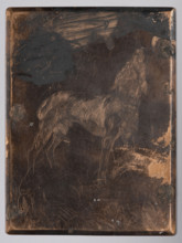 Barking dog; Lopienski, Ignacy (1865–1941), graphic artist; dogs; genre scenes; ca. 1930; graphic