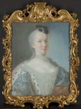 Portrait of a Lady in a Blue Dress with a Muff; Léon-Pascal Glain (ca. 1715–ca. 1775); pastel on